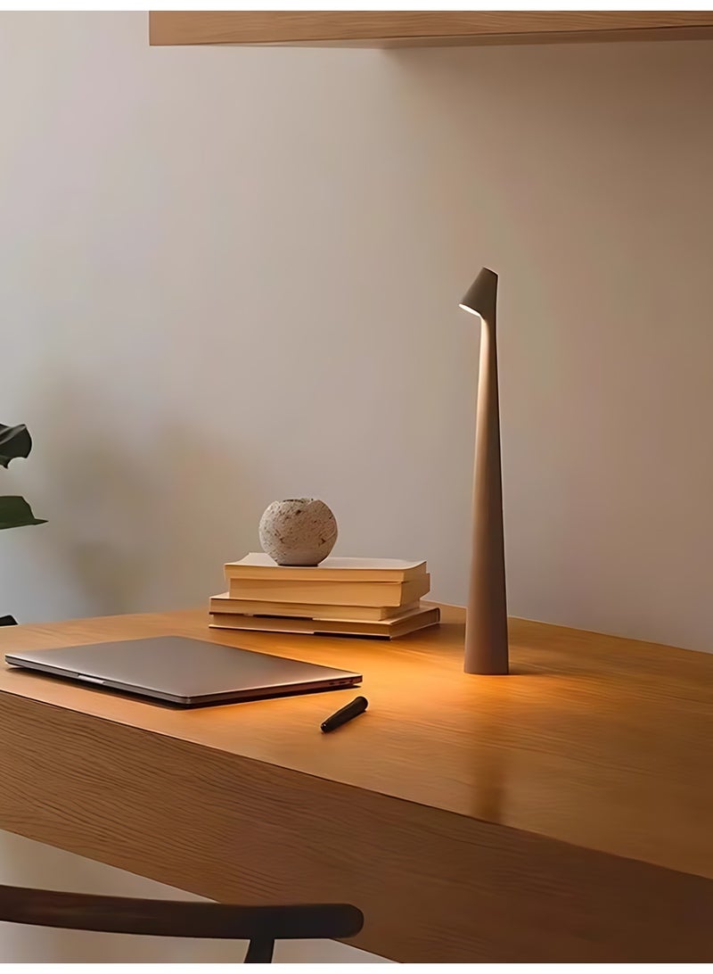 كلافون مصباح طاولة LED محمول، مصباح طاولة يعمل باللمس، تصميم عصري، مصباح LED قابل لإعادة الشحن، مناسب لديكور المنزل (لون قهوة رملي) - Image 4